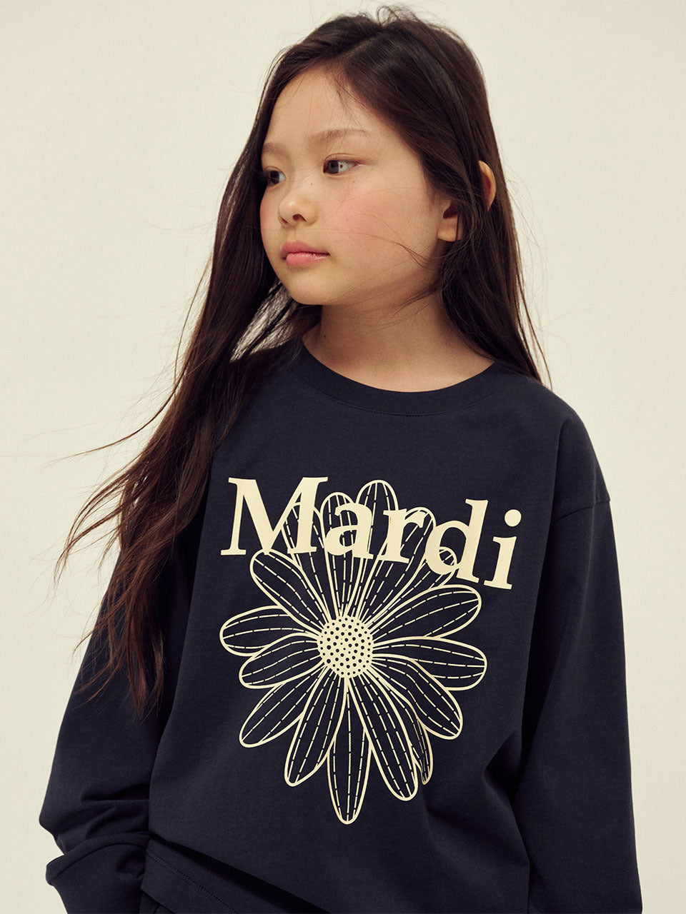 KIDS TSHIRT LONG SLEEVE FLOWERMARDI_NAVY CREAM