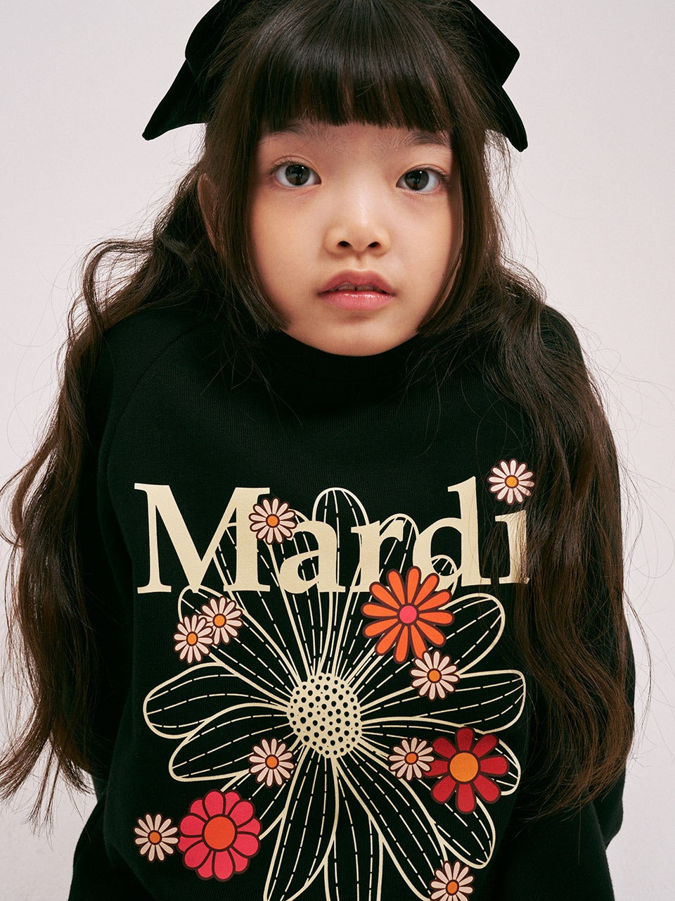 KIDS SWEATSHIRT FLOWERMARDI BLOSSOM_BLACK CREAM