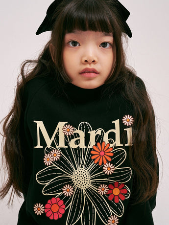 KIDS SWEATSHIRT FLOWERMARDI BLOSSOM_BLACK CREAM