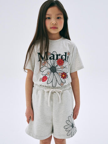 KIDS TSHIRT FLOWERMARDI BLOSSOM_OATMEAL BLACK
