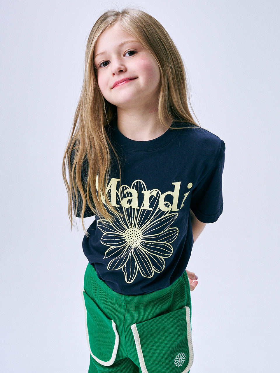 KIDS TSHIRT FLOWERMARDI_NAVY LEMON