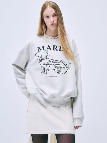 SWEATSHIRT SWING THE TAIL DDANJI FLOWER CHOKER_OATMEAL BLACK