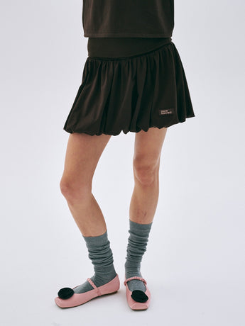 VOLUME MINI SKIRT_BROWN