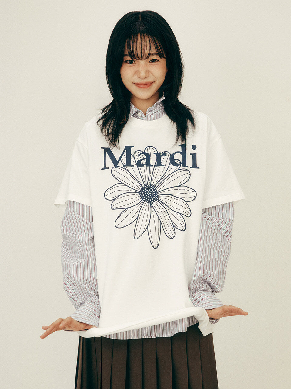 UNISEX TSHIRT FLOWERMARDI_IVORY NAVY