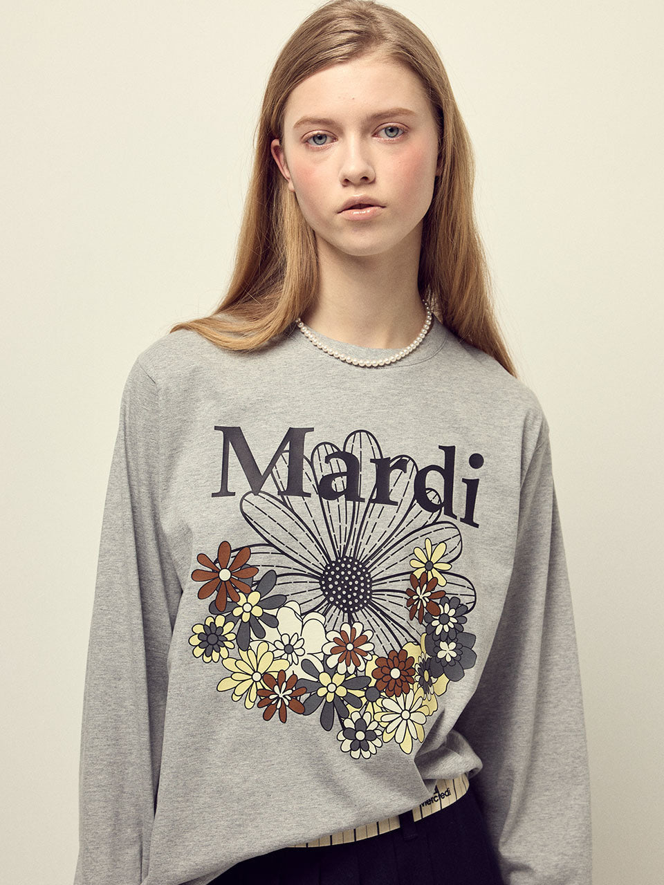 TSHIRT LONG SLEEVE FLOWERMARDI JARDIN_GREY BLACK