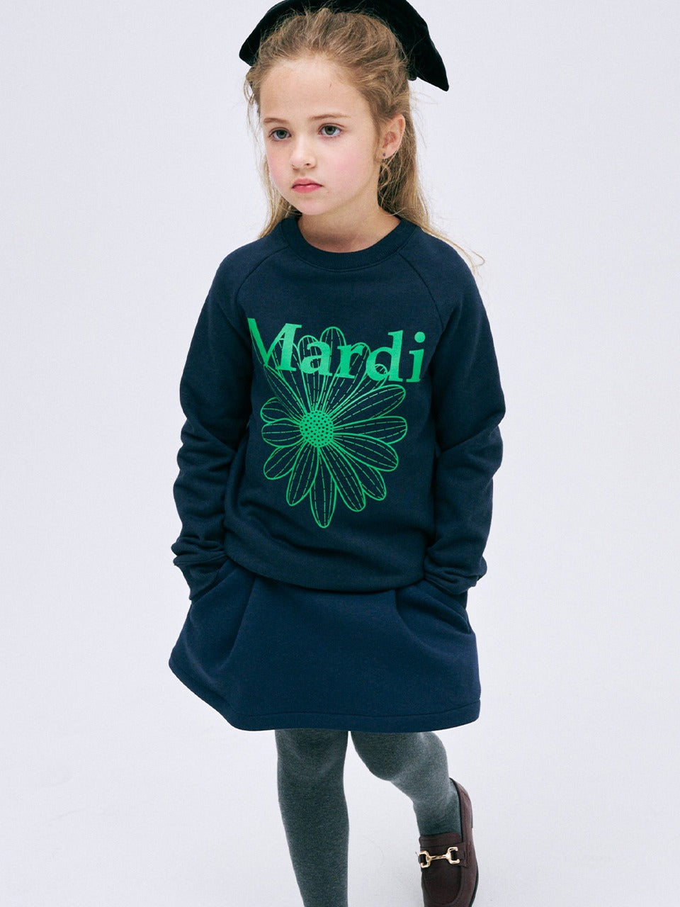 KIDS SWEATSHIRT FLOWERMARDI_NAVY GREEN