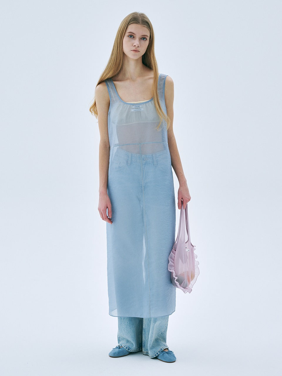 SHEER MAXI SLEEVELESS LAYERED DRESS_BLUE