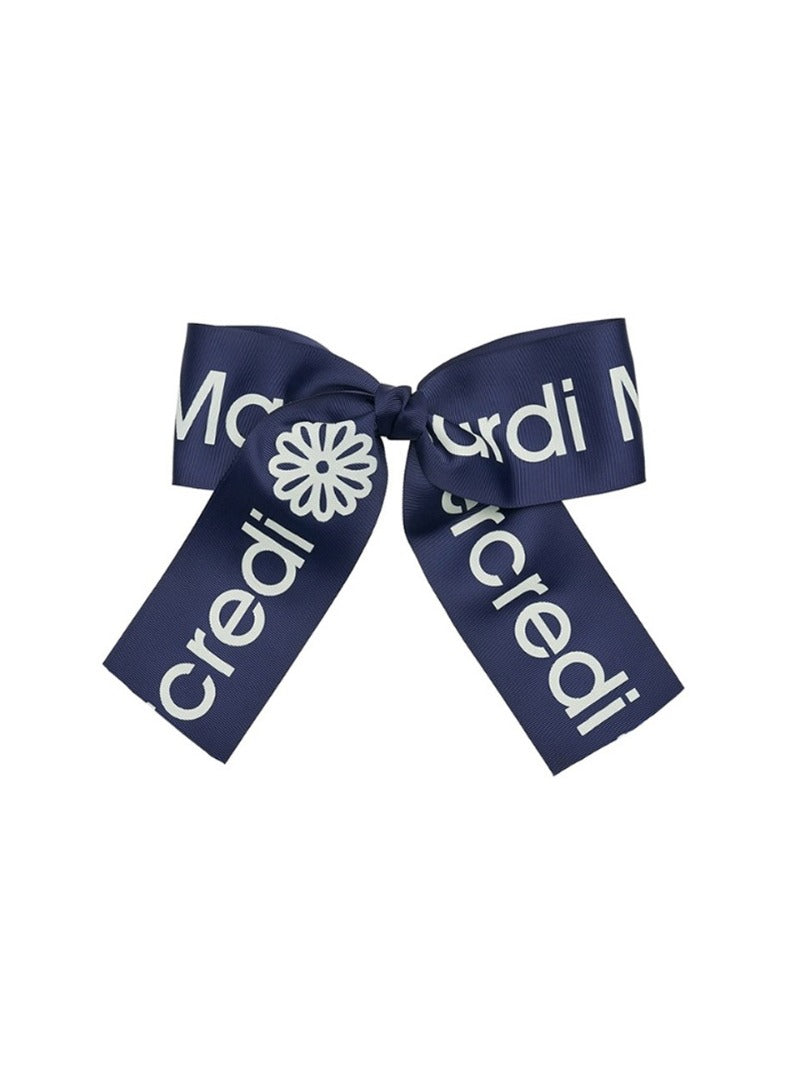 HAIR CLIP LOGO RIBBON_NAVY