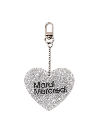 GLITTER KEYRING LOGO HEART_SILVER