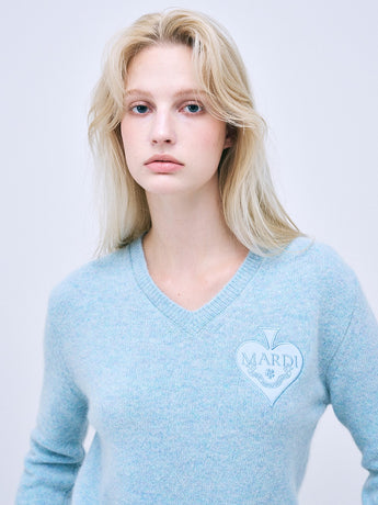 RACCOON BLENDED V NECK SATIN SPADE_MINT