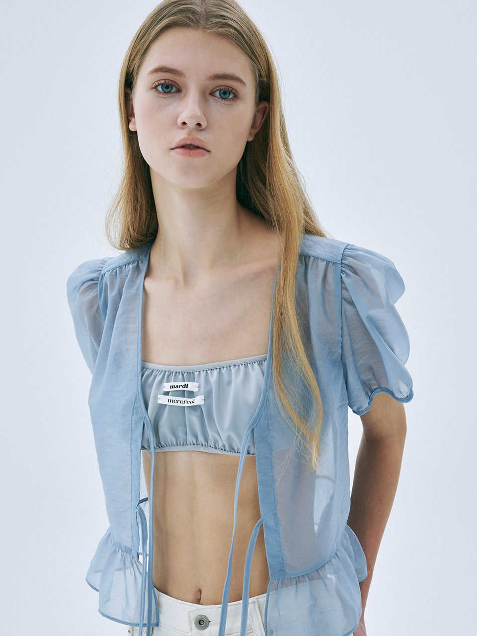 SATIN LAYERED BUSTIER DOUBLE LABEL_SILVER