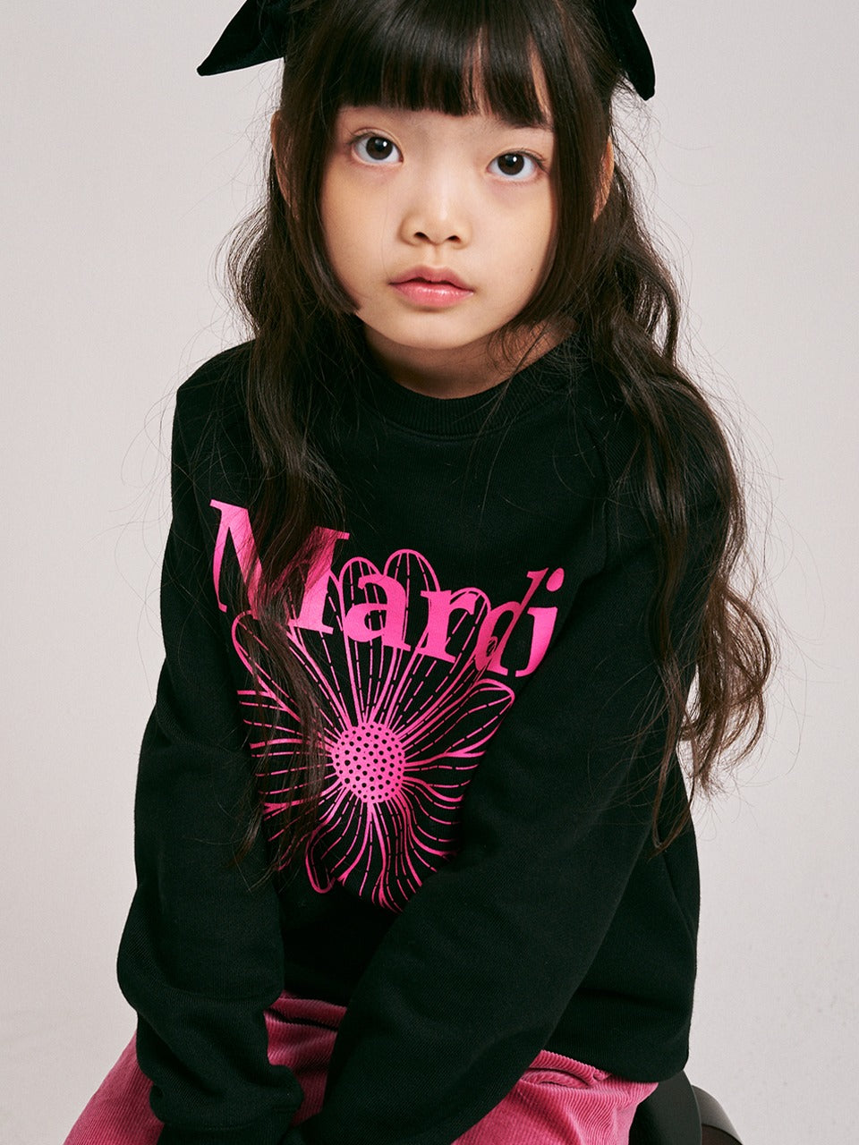 KIDS SWEATSHIRT FLOWERMARDI_BLACK FUCHSIA