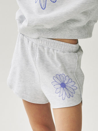 MINI SWEAT SHORTS FLOWER_HEATHER PURPLE