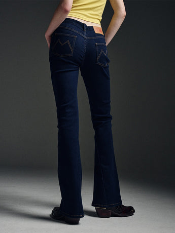 DENIM BOOTS CUT MID RISE PANTS_NAVY