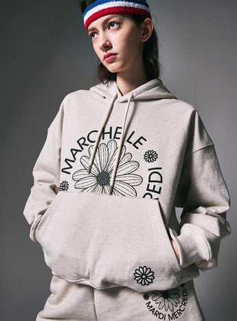 HOODY MARCHE EMBLEM_OATMEAL BLACK