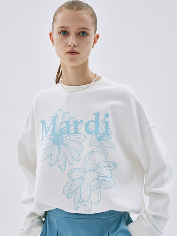 SWEATSHIRT TRIPLE FLOWER_WHITE SKY