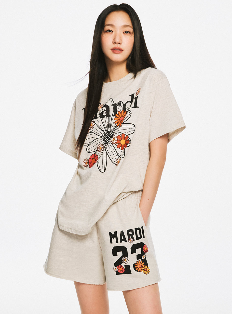 SWEAT SHORTS NUMERO 23_OATMEAL BLACK