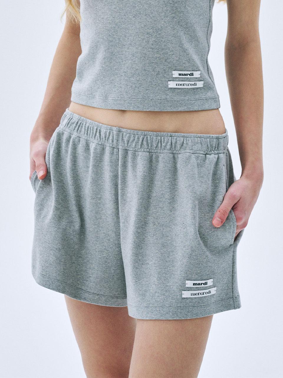 MINI SHORTS DOUBLE LABEL_GREY