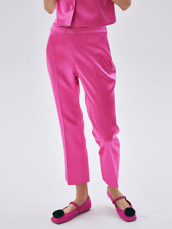 SATIN CROPPED SLIMFIT PANTS_FUCHSIA