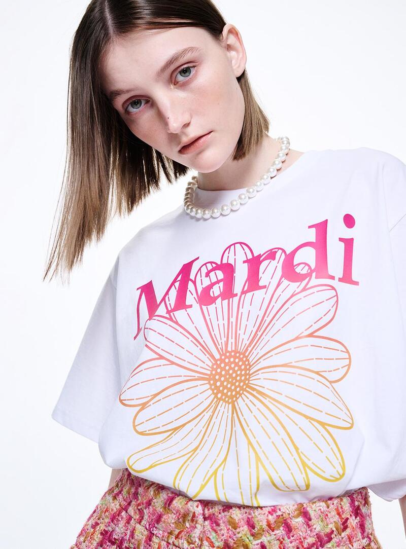 TSHIRT FLOWERMARDI GRADATION_WHITE PINK