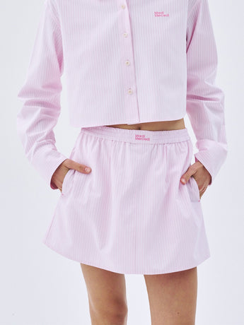 COTTON MINI SKIRT STRIPE_PINK