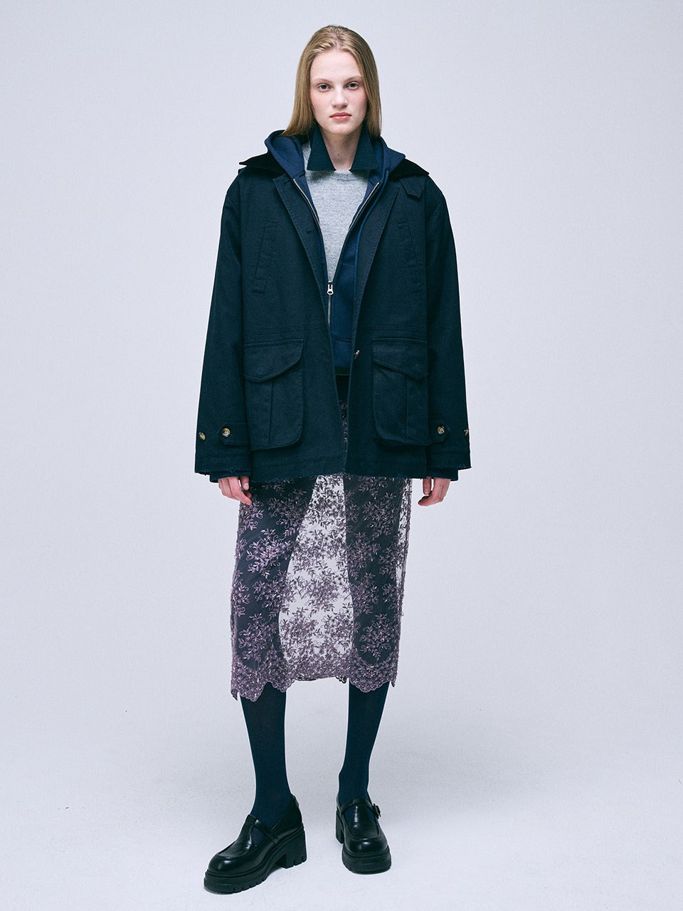 QUILTED WORK JACKET_NAVY