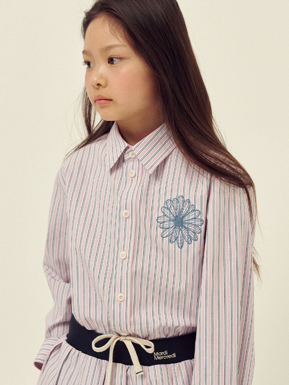 KIDS COTTON SHIRT STRIPE_PINK BLUE