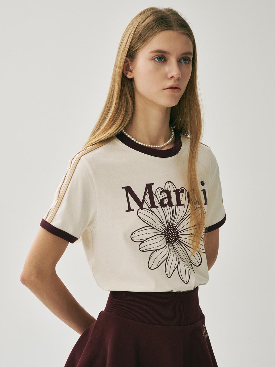LINGER TSHIRT FLOWERMARDI_CREAM BURGUNDY