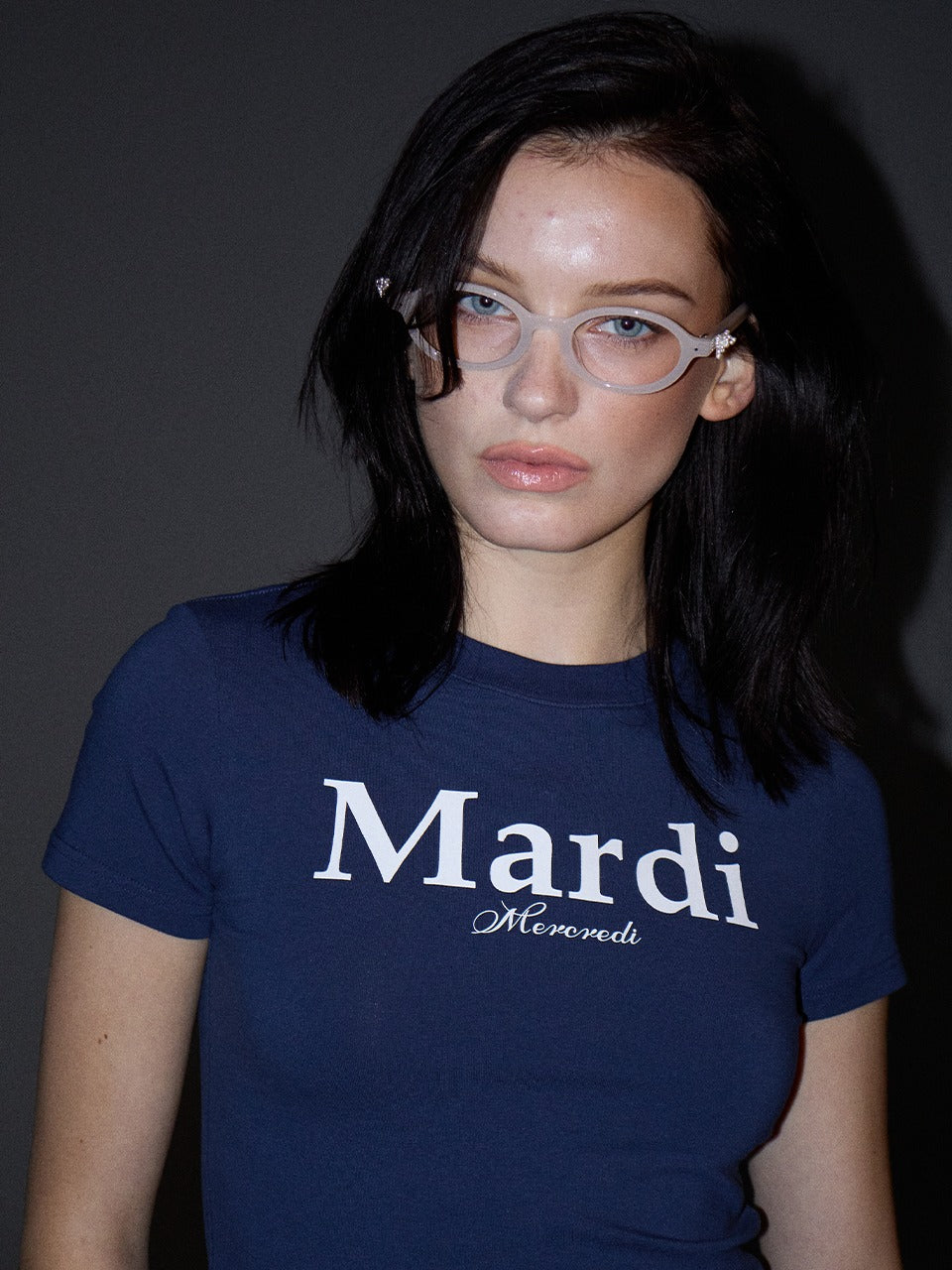 CROPPED TSHIRT MARDI CLASSIC_NAVY WHITE