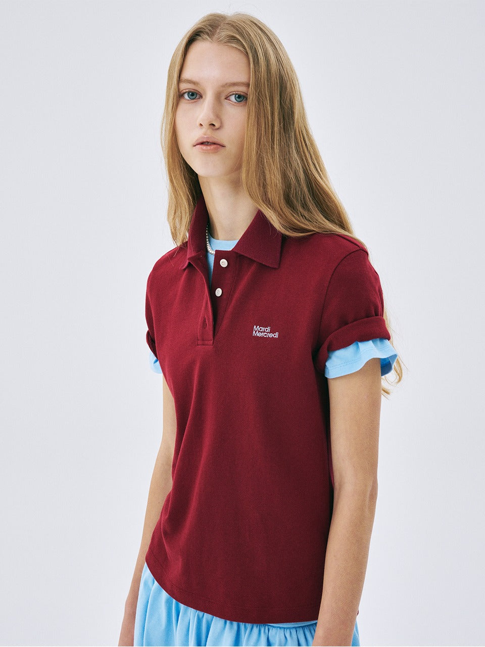 SLIMFIT SHIRT PIQUET ESSENTIAL_BURGUNDY