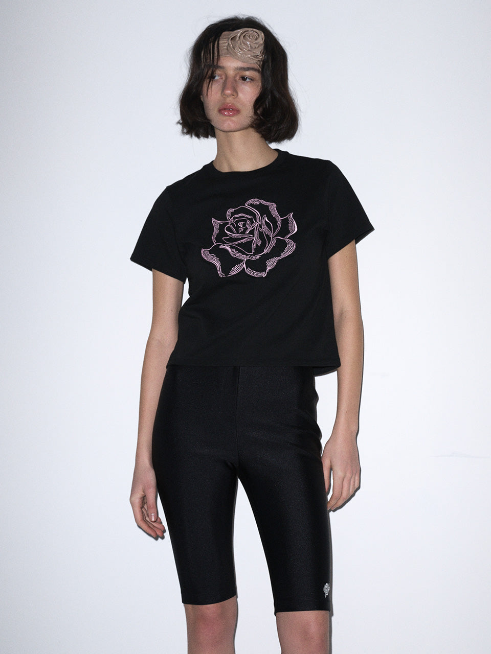 SLIM TSHIRT ROSE PATCH_BLACK