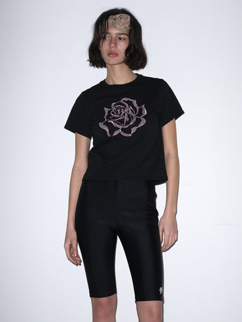 SLIM TSHIRT ROSE PATCH_BLACK