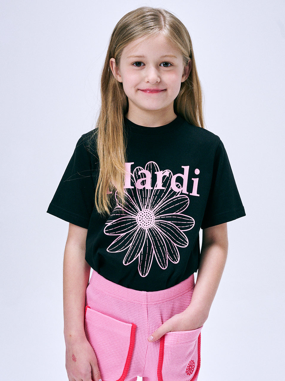 KIDS TSHIRT FLOWERMARDI_BLACK PINK