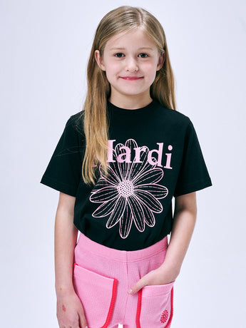 KIDS TSHIRT FLOWERMARDI_BLACK PINK