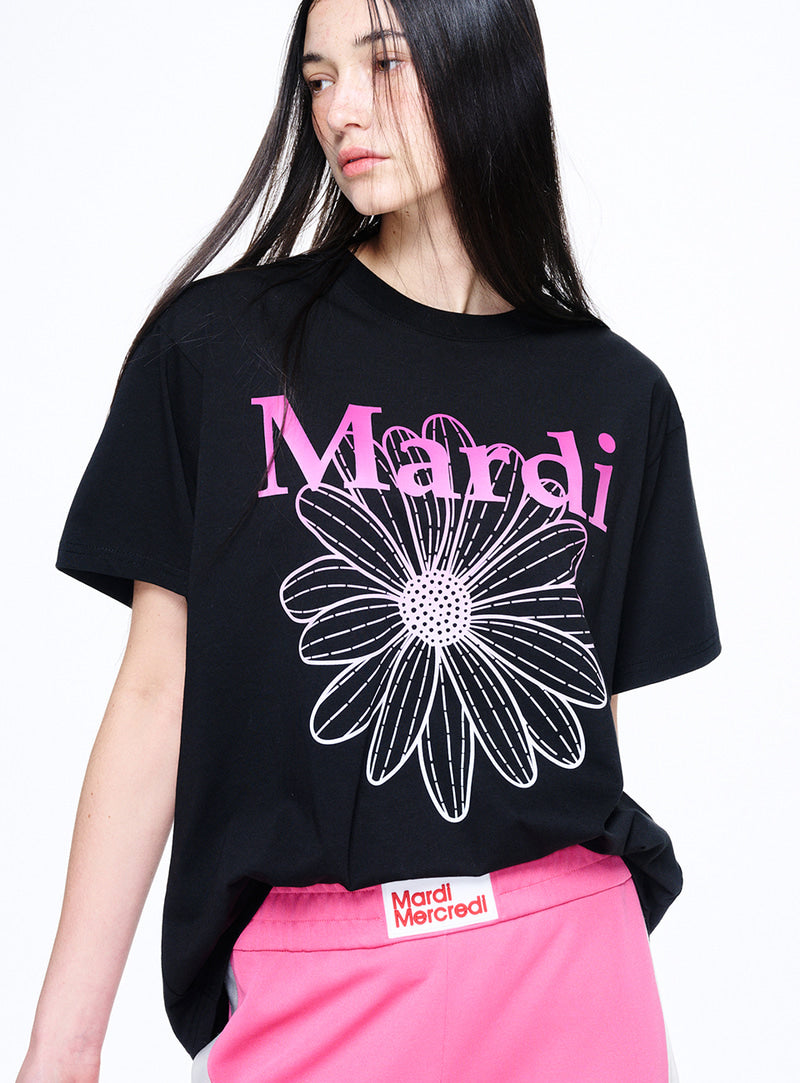 TSHIRT FLOWERMARDI GRADATION_BLACK PINK