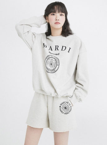 SWEAT SHORTS MARCHE EMBLEM_OATMEAL BLACK