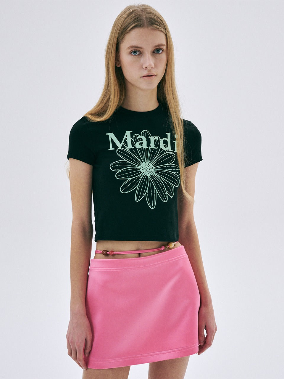 CROPPED TSHIRT FLOWERMARDI_BLACK MINT