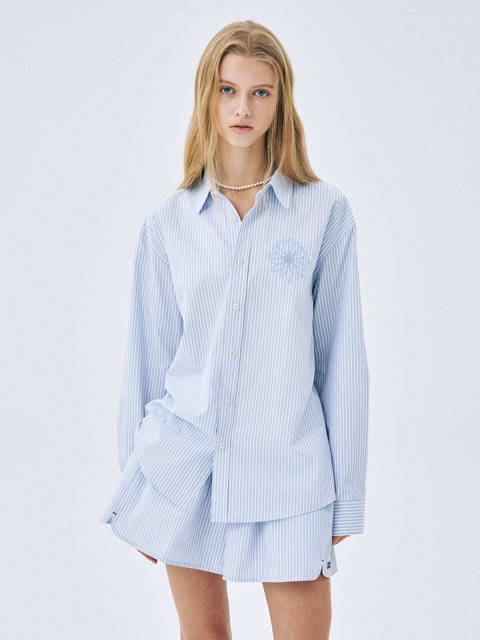 COTTON SHIRT STRIPE_NAVY BLUE