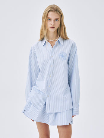 COTTON SHIRT STRIPE_NAVY BLUE