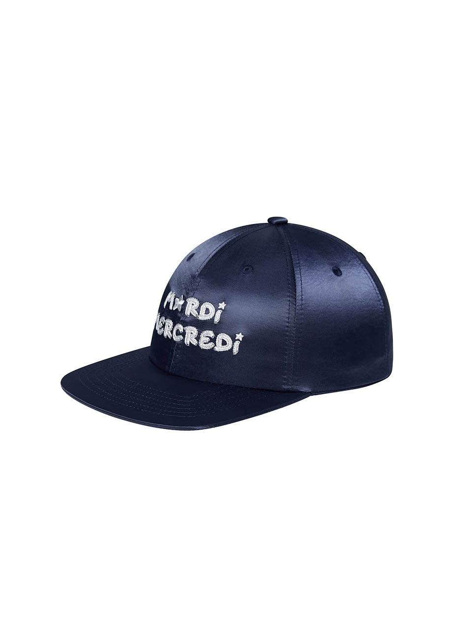 CAP MARDI STAR LOGO SATIN_NAVY WHITE