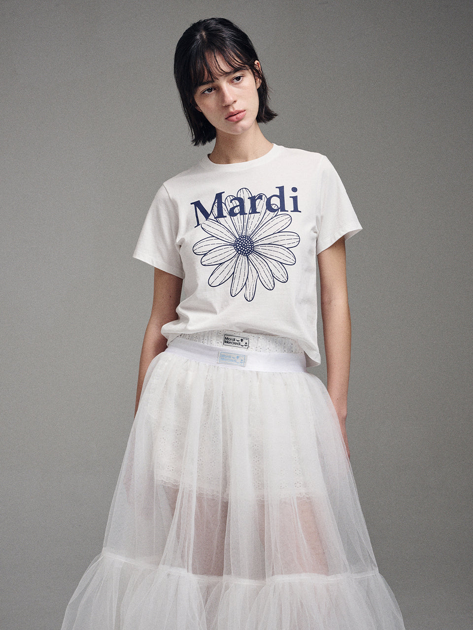 SLIM TSHIRT FLOWERMARDI_IVORY NAVY