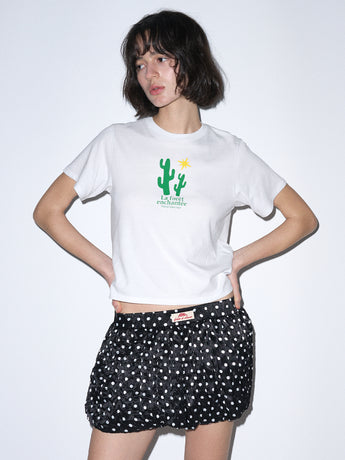 SLIM TSHIRT ENCHANTEE : CACTI_WHITE
