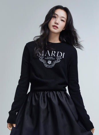 CASHMERE CROPPED CREW NECK ALUMNI CLASSIQUE_BLACK IVORY