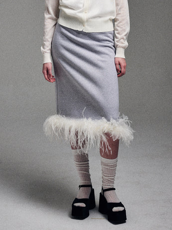 COTTON OSTRICH SKIRT_GREY
