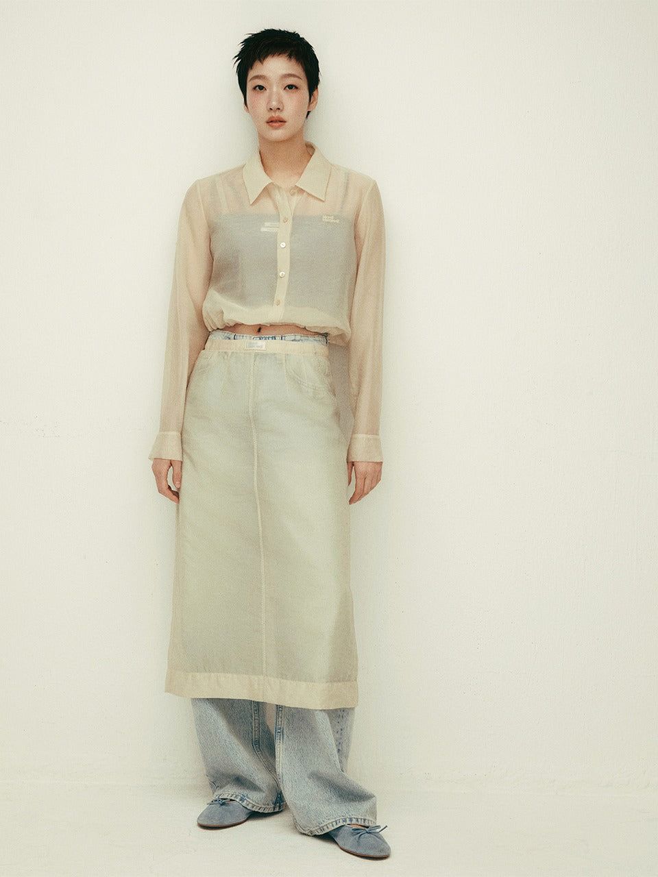 SHEER MAXI LAYERED SKIRT_CREAM