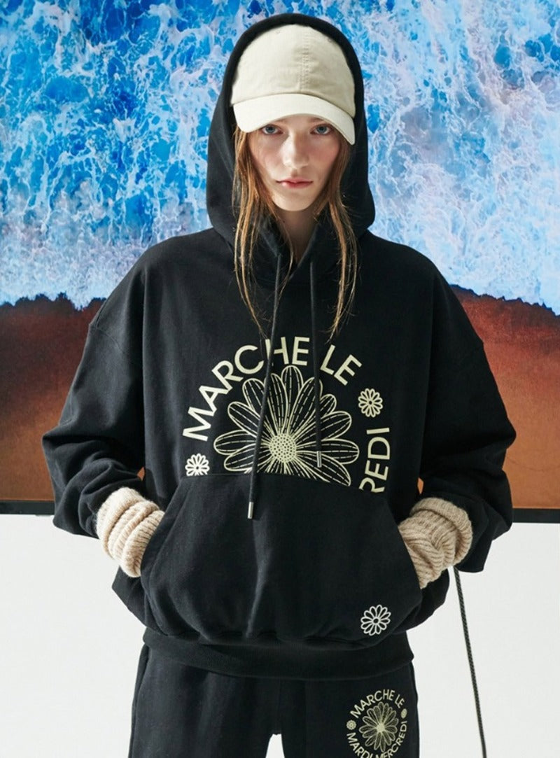 HOODY MARCHE EMBLEM_BLACK CREAM