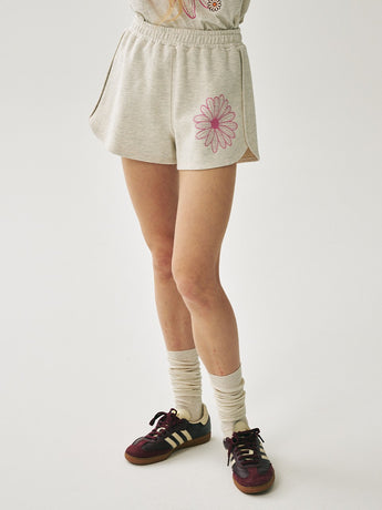 MINI SWEAT SHORTS FLOWER_OATMEAL PINK