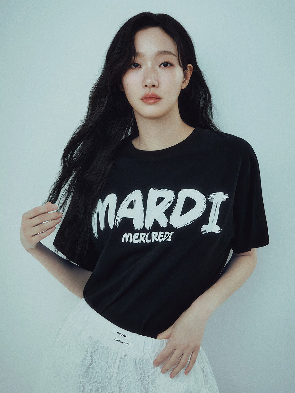 TSHIRT BRUSH LOGO CONTRAST_BLACK WHITE