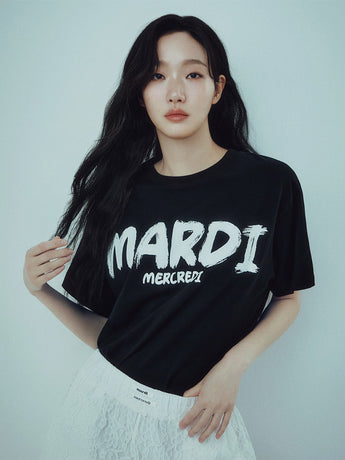 TSHIRT BRUSH LOGO CONTRAST_BLACK WHITE