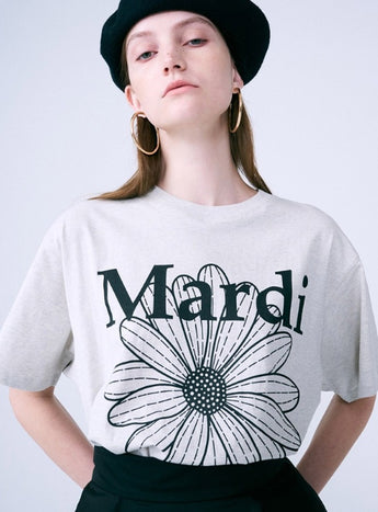TSHIRT FLOWERMARDI_OATMEAL BLACK